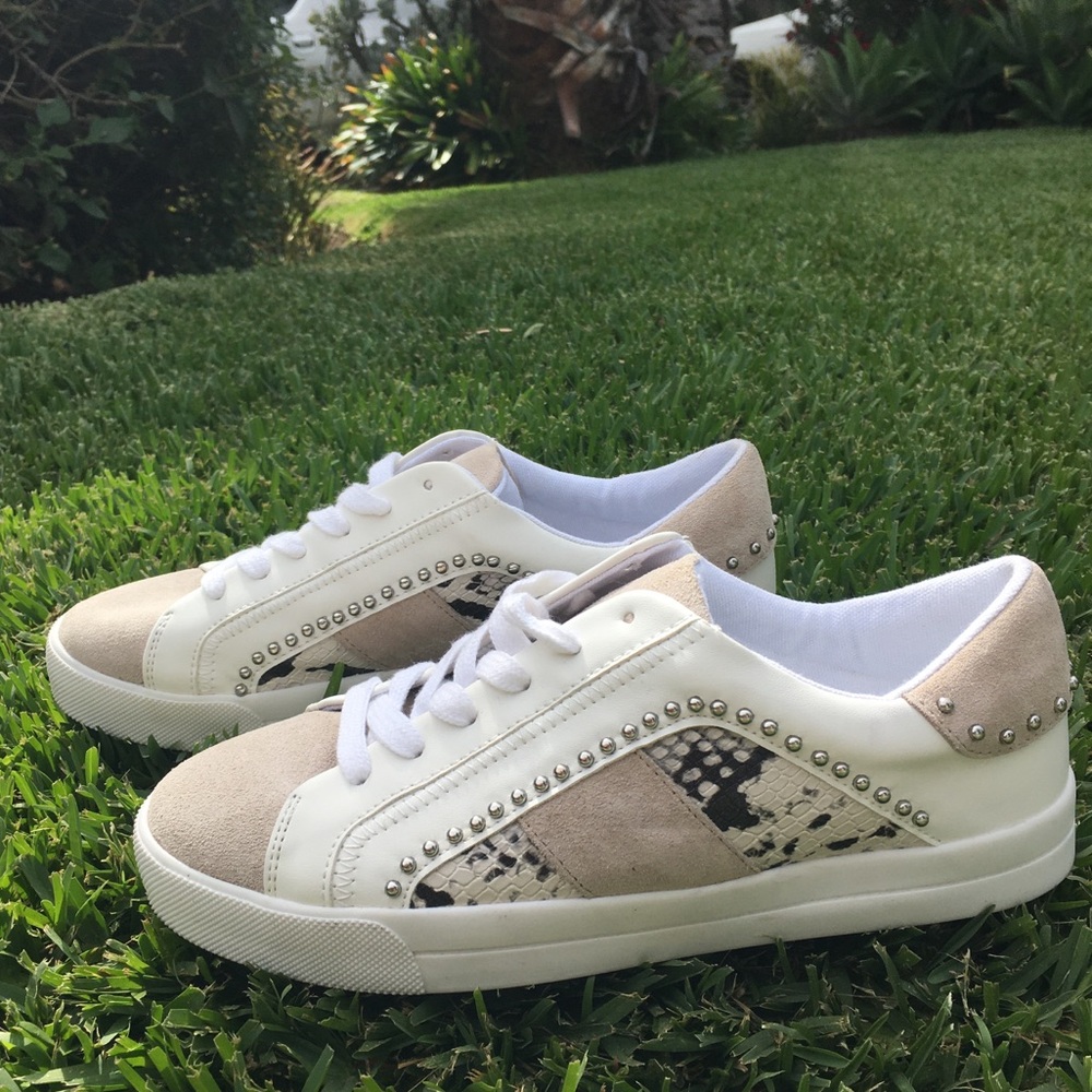 Fun, suede, studded, feux snakeskin ZARA runners
